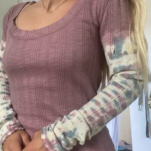 Free people purple tie die long sleeve top